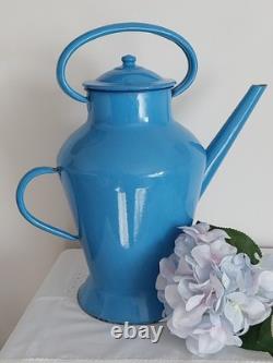 Old Blue Enamelled Tin Watering Can, Approx. 42 CM High, No Coffee Pot, No Jug
