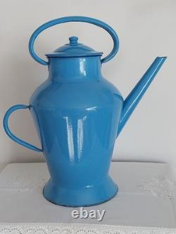 Old Blue Enamelled Tin Watering Can, Approx. 42 CM High, No Coffee Pot, No Jug