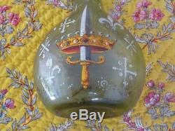 Old Bottle Eighteenth Enameled Crown Sword Cross Languedoc Object Royalist