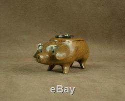 Old Box Tabatiere Carved Wooden Pig Folk Art Nineteenth