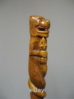 Old Cane Carved Wood. Isle Adam. Cane In Boxwood