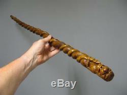 Old Cane Carved Wood. Isle Adam. Cane In Boxwood
