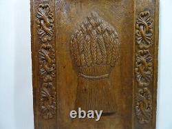 Old Carved Wood Tray Popular Art Wheat Sheaf Decor