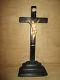 Old Christ Carved On Wooden Cross Popular Art Crucifix Xviii Th