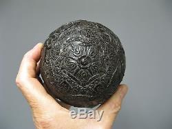 Old Coconut Carved On The Theme Of Hunting 18th 19th