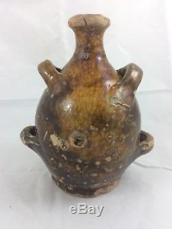 Old Conscience 4 Passants Small Model Pottery Earth Varnished Xixth Century