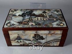 Old Couture Box Or Other Pink Wood & Mother-of-pearl Vietnam Indochina Sb