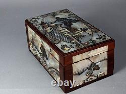 Old Couture Box Or Other Pink Wood & Mother-of-pearl Vietnam Indochina Sb