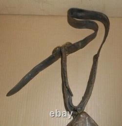 Old Cow Bell Oreiller In Bagnes Switzerland With Leather Necklace 19th