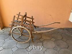 Old Double Children's Dog Cart in Wood Early 20th Century
