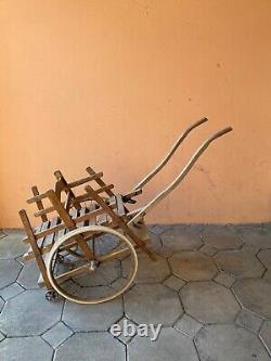 Old Double Dog Cart for Children in Wood Early 20th Century