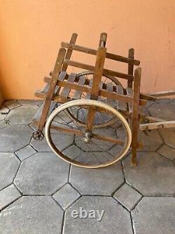 Old Double Dog Cart for Children in Wood Early 20th Century