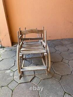 Old Double Dog Cart for Children in Wood Early 20th Century