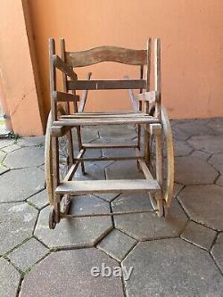 Old Double Dog Cart for Children in Wood Early 20th Century