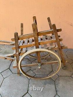 Old Double Dog Cart for Children in Wood Early 20th Century