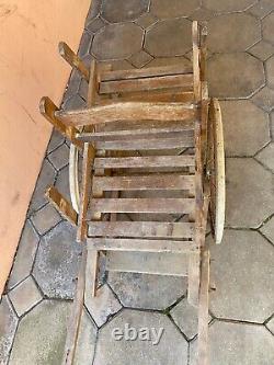 Old Double Dog Cart for Children in Wood Early 20th Century