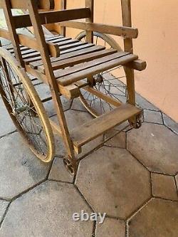 Old Double Dog Cart for Children in Wood Early 20th Century