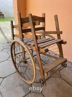 Old Double Dog Cart for Children in Wood Early 20th Century