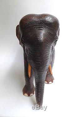 Old Elephant Carved Wood Asia Around 1900