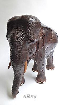 Old Elephant Carved Wood Asia Around 1900