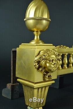 Old Fire Chenet Louis XVI Gilt Bronze Head Of Boreas Wind Greek Thrace R. Osmond