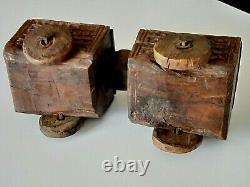 Old Folk Art Monoxyl Wooden Box Old Carts Spice Box