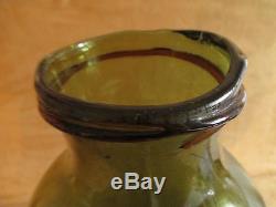 Old Glass Jar Green And Orange-brown XIX Th