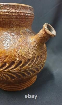 Old Glazed Stoneware Pitcher, Rosenthal Netter, Mid-20th Century Folk Art, 15 cm
