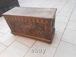 Old Large Carved Chest. 91 x 38 x 51