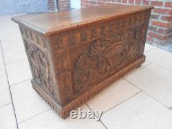 Old Large Carved Chest. 91 x 38 x 51