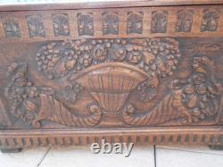 Old Large Carved Chest. 91 x 38 x 51