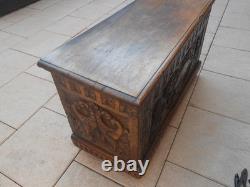 Old Large Carved Chest. 91 x 38 x 51