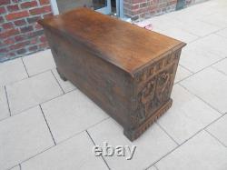 Old Large Carved Chest. 91 x 38 x 51