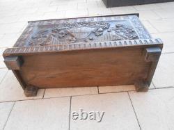 Old Large Carved Chest. 91 x 38 x 51