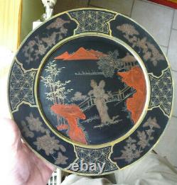 Old Large Dish (33cm D), Lacquer, China Lacquer Asie Japon Japan, Mont Fuji