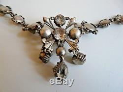 Old Necklace Silver And Rhinestone Jewel Regional Norman Norman Popular Art 1900