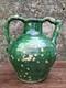 Old Orjol Gargoulette, Cruche, Boat-shaped, Green Glazed Terracotta, 19th Century, South Of France
