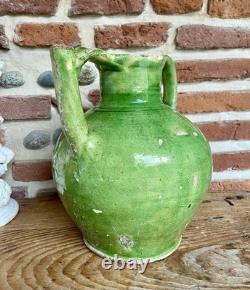 Old Orjol Jug Boat Terracotta Glazed Green 19th Century