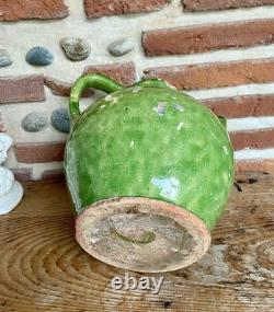 Old Orjol Jug Boat Terracotta Glazed Green 19th Century