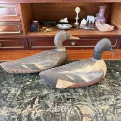 Old Painted Carved Wooden Duck Decoys Folk Art