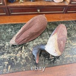 Old Painted Carved Wooden Duck Decoys Folk Art