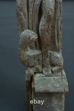 Old Pair Of Caryatides 16th Renaissance Wood Carved Women Juniper Eagle