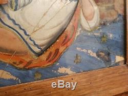 Old Religious Fixed Under Glass S Xviii, XIX S, Fixed Glass Painting