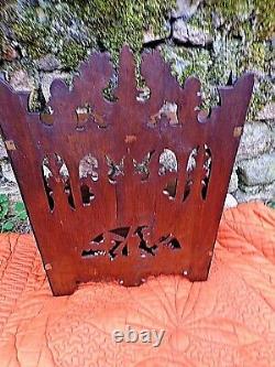 Old Sculpted Shelving-wood Serrated-xix Th-decor Mill/blazons-carved Wood