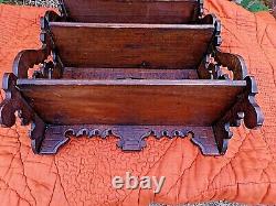 Old Sculpted Shelving-wood Serrated-xix Th-decor Mill/blazons-carved Wood