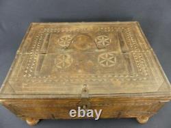 Old Sculpted Wooden Wedding Chest Nepal Or India