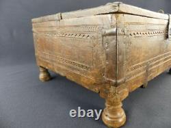 Old Sculpted Wooden Wedding Chest Nepal Or India