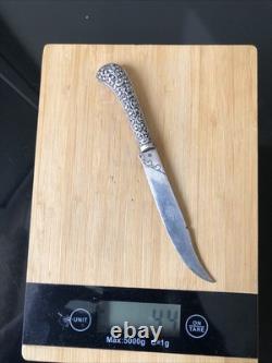 Old Solid Silver Knife, 800 Hallmark