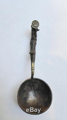 Old Spoon Tea Bamboo Coco Dinh Nguyen Dynasty Brass Indochine 19th