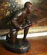 Old Statues Breton Marine Signed M. Fouillen Carved Wood Of 1932